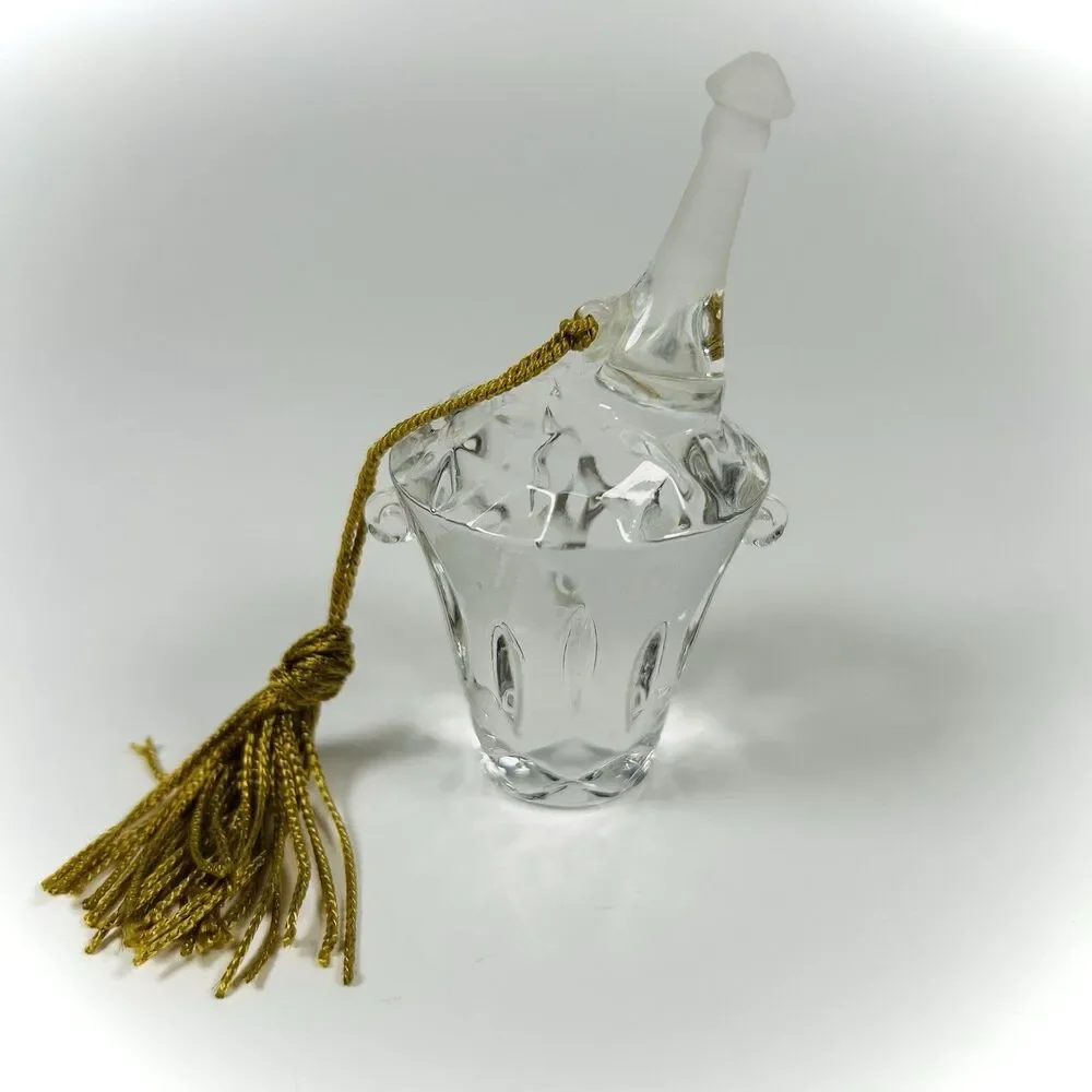 Gorham 2000 Crystal Champagne Bottle in Bucket Original Box Ornament Millennium